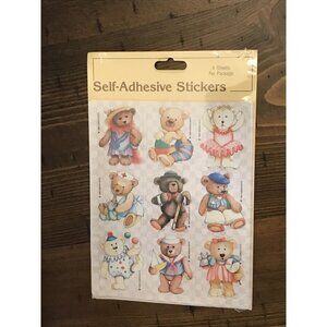 Vtg Sticker Sheets 1986 Gibson Teddy Bears All Dressed Up Ballerina Doctor NIP